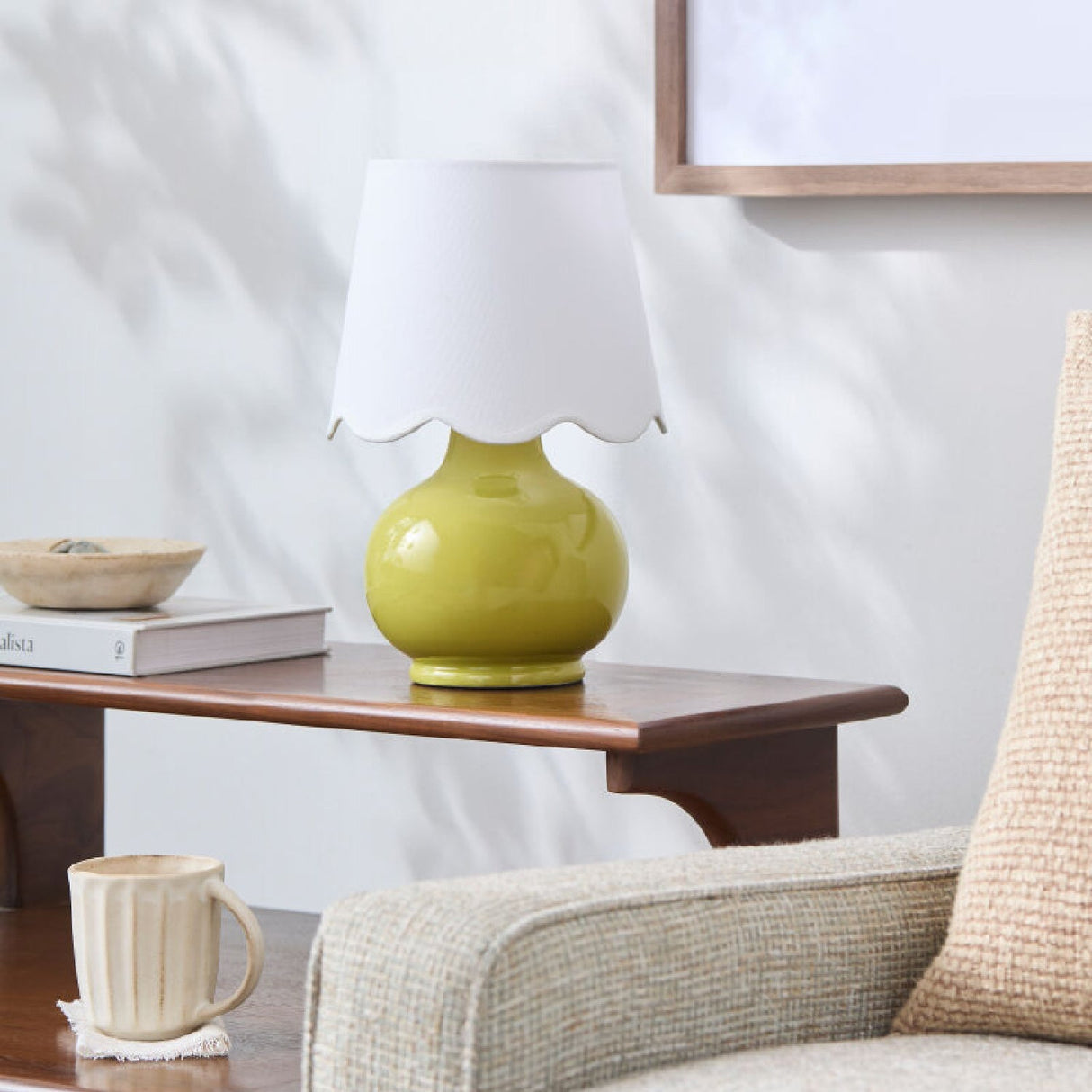 Modern European furniture - Scalloped Raffia Shade Table Lamp - www.oroa.com