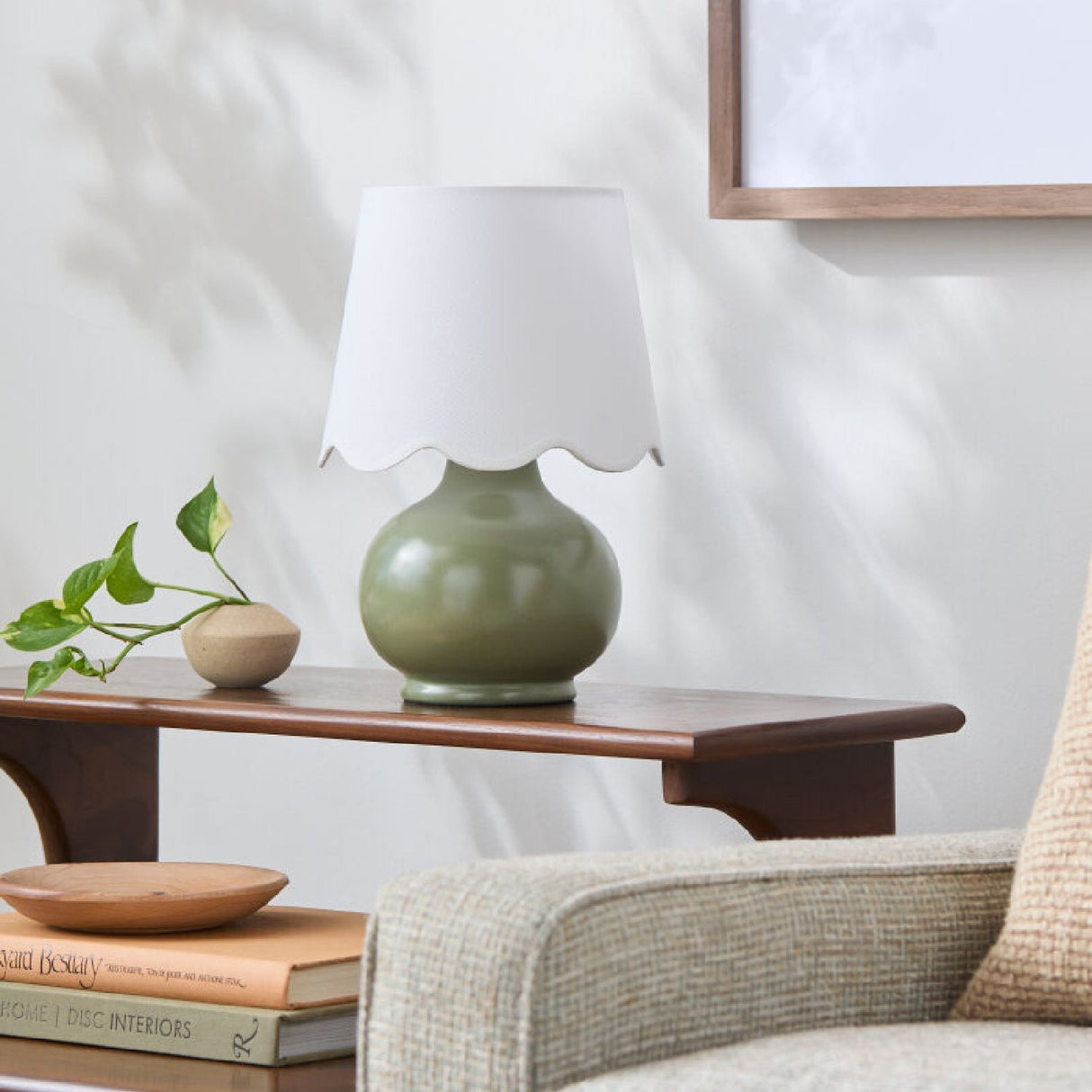 Modern European furniture - Scalloped Raffia Shade Table Lamp - www.oroa.com