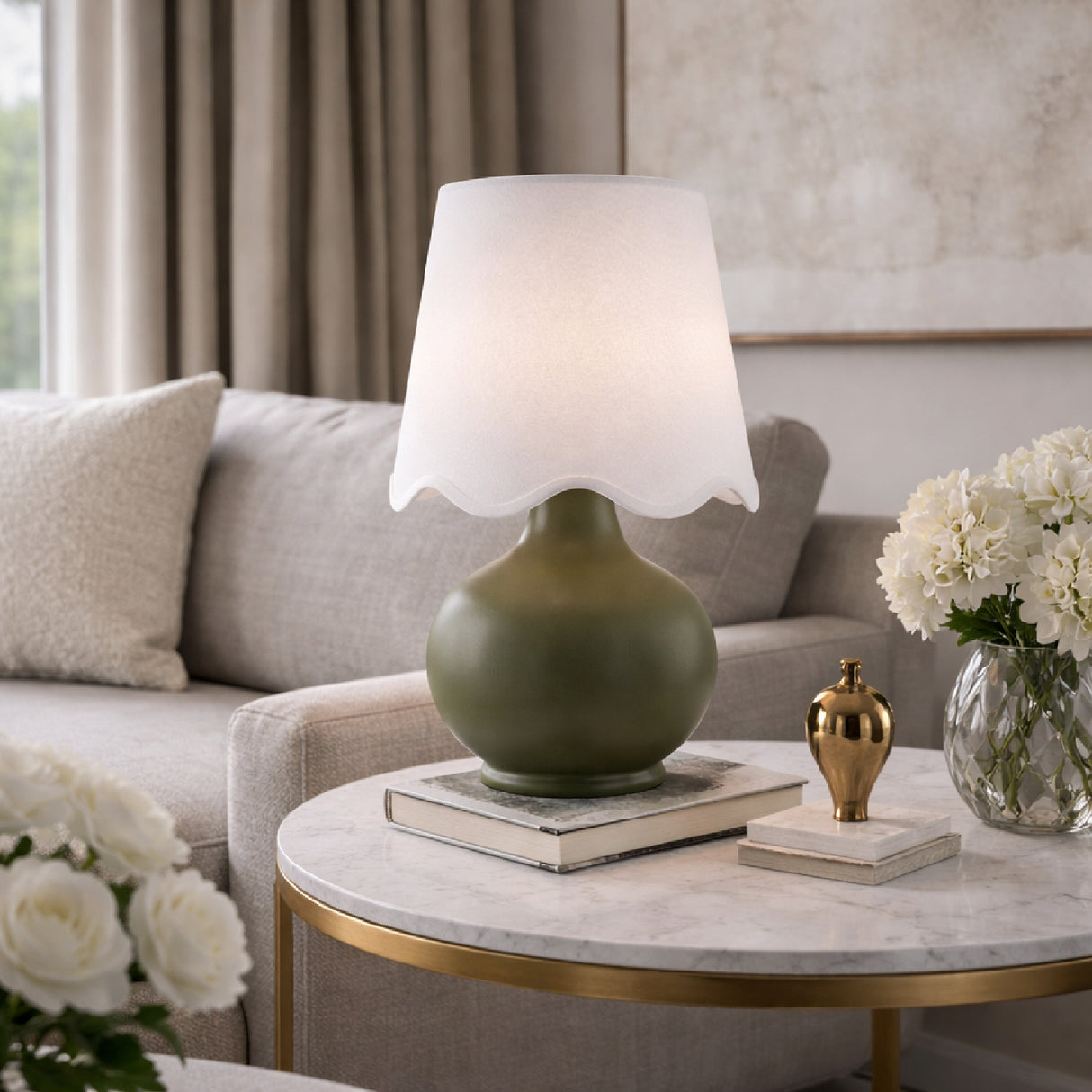 Modern European furniture - Scalloped Raffia Shade Table Lamp - www.oroa.com | Oroa.com