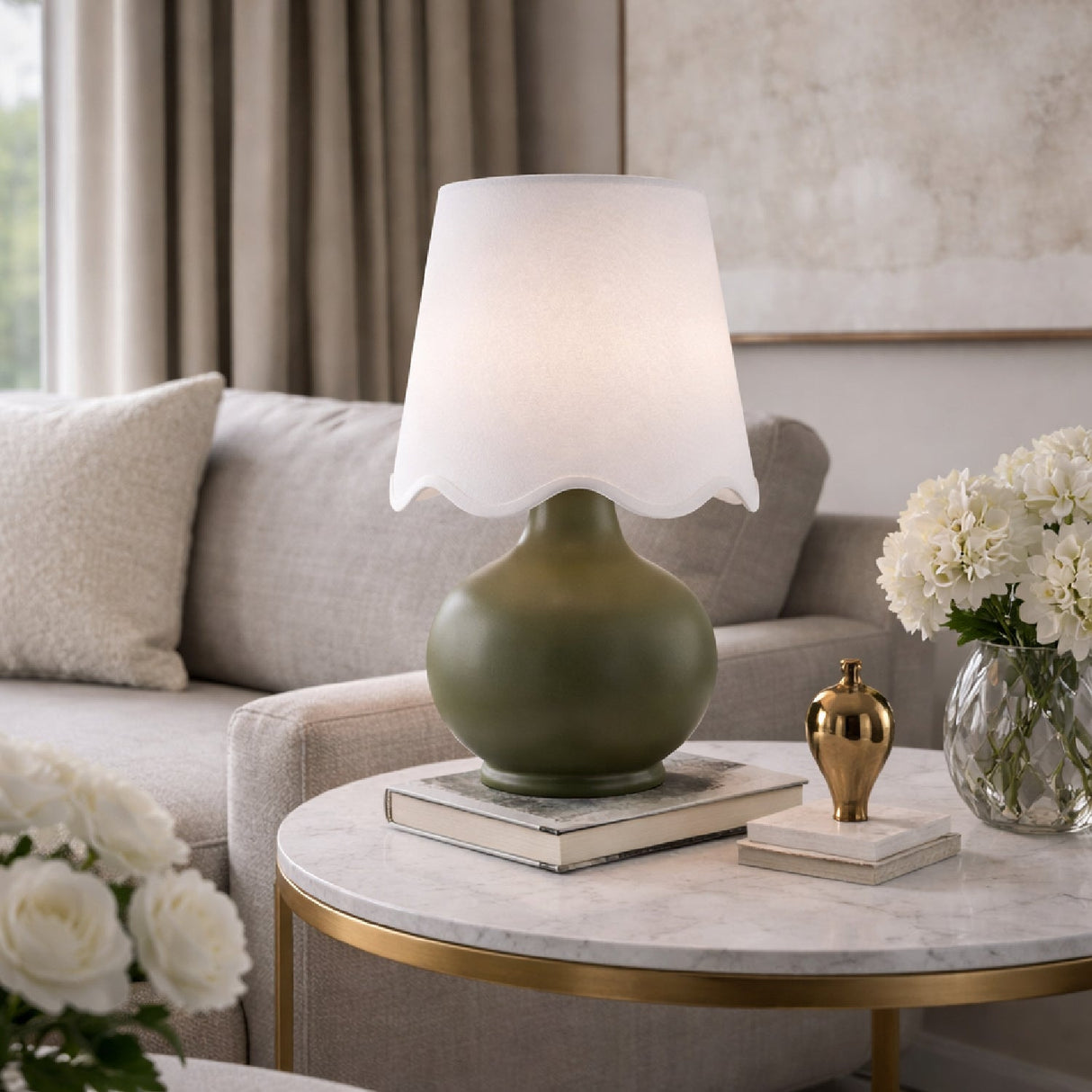 Modern European furniture - Scalloped Raffia Shade Table Lamp - www.oroa.com