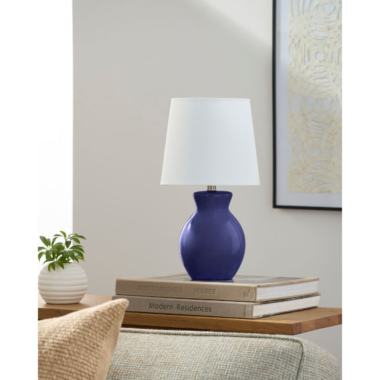 Modern European furniture - White Cotton Ceramic Table Lamp - www.oroa.com