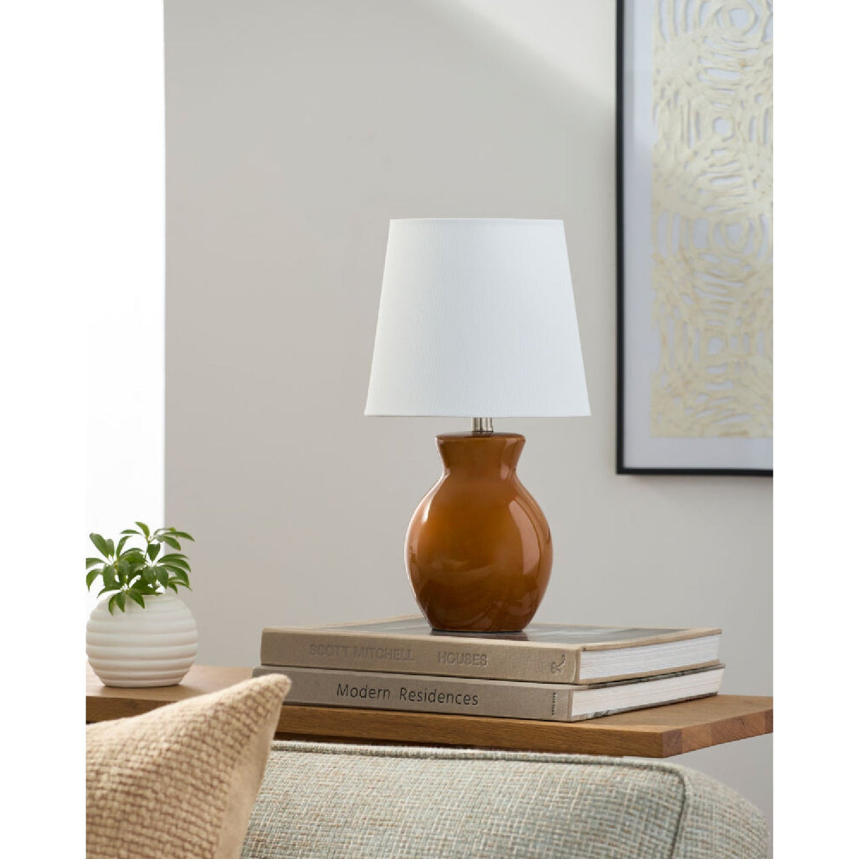 Modern European furniture - White Cotton Ceramic Table Lamp - www.oroa.com
