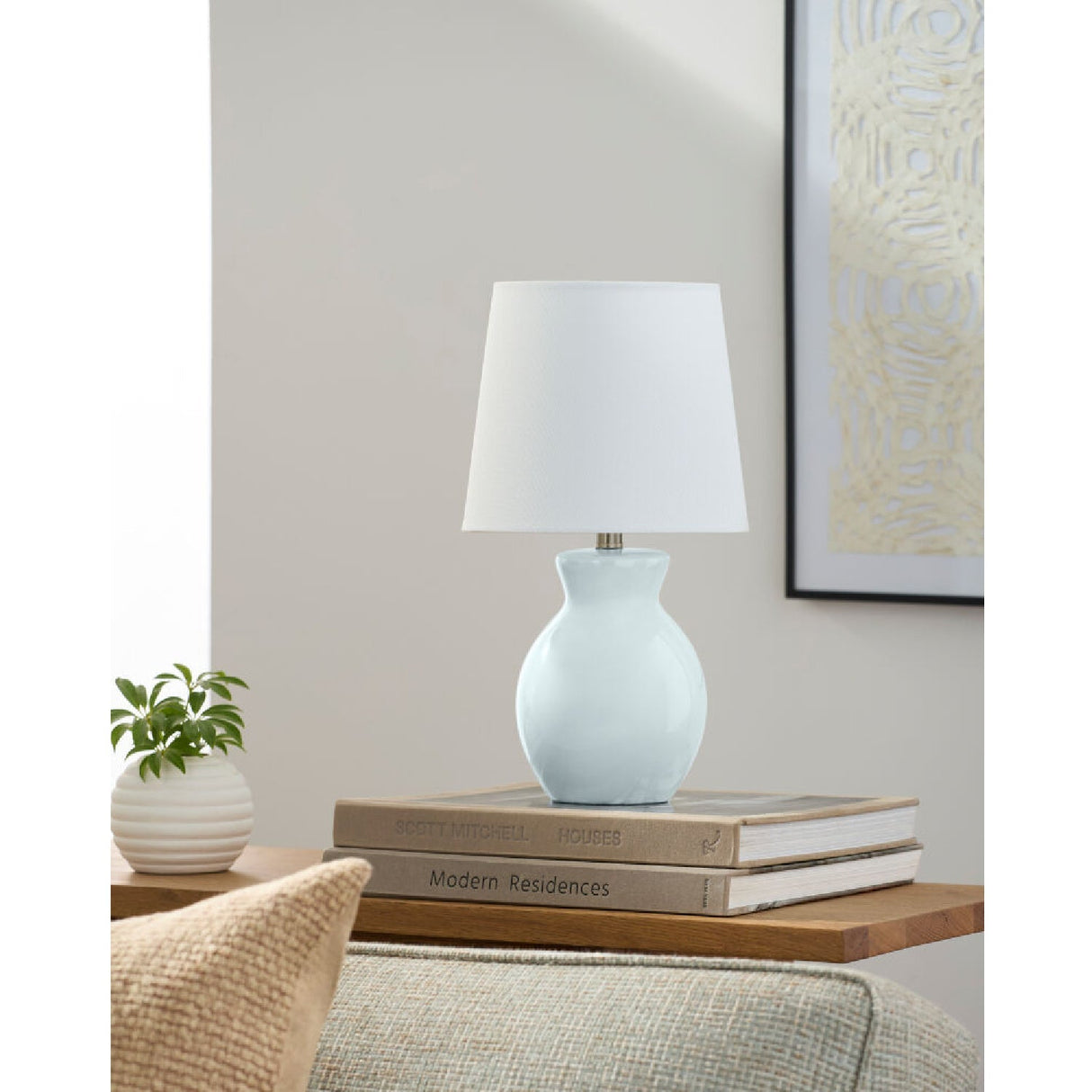 Modern European furniture - White Cotton Ceramic Table Lamp - www.oroa.com