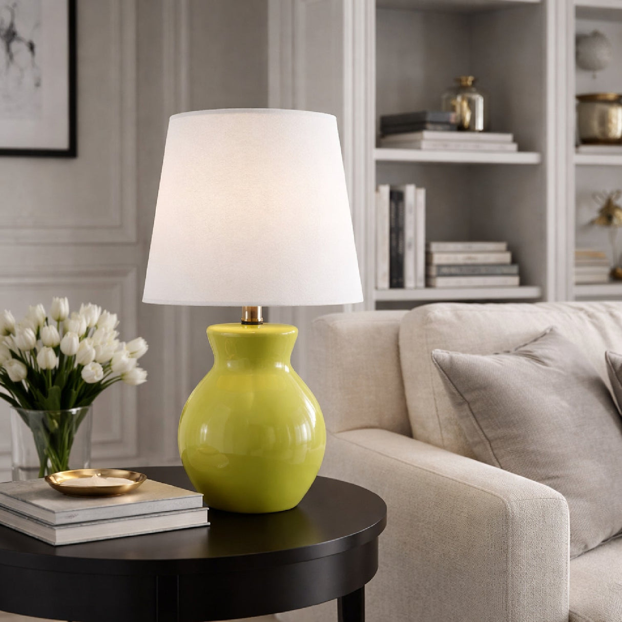 Modern European furniture - White Cotton Ceramic Table Lamp - www.oroa.com