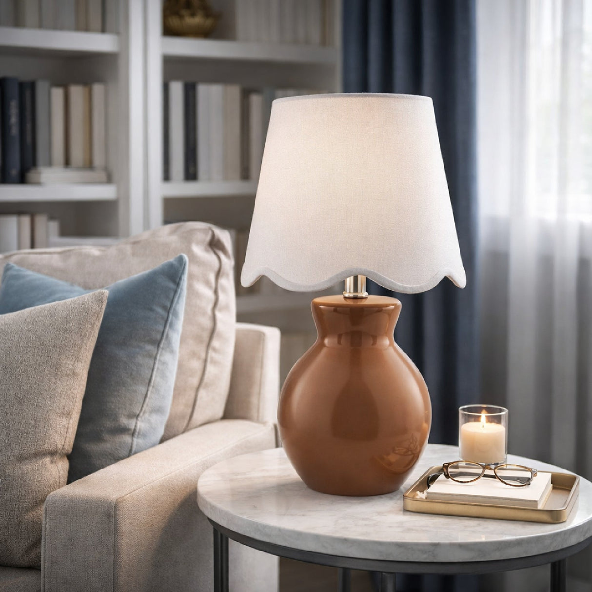 Modern European furniture - Scalloped Edge Accent Table Lamp - www.oroa.com