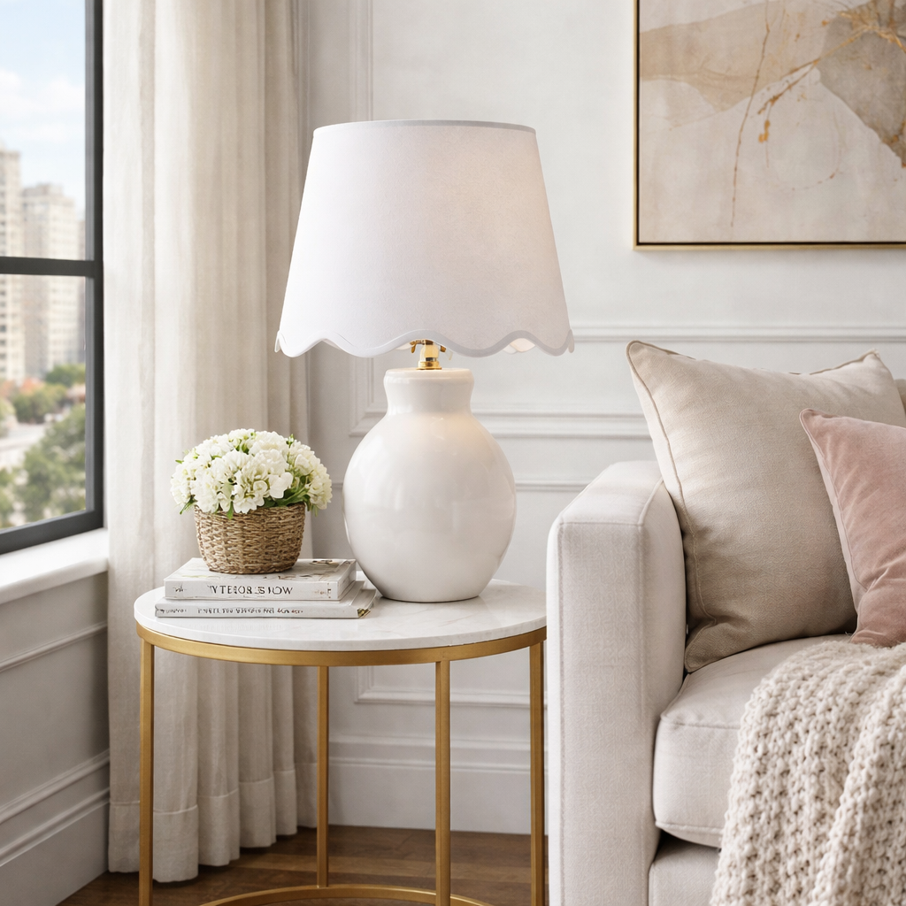 Modern European furniture - Scalloped Edge Accent Table Lamp - www.oroa.com