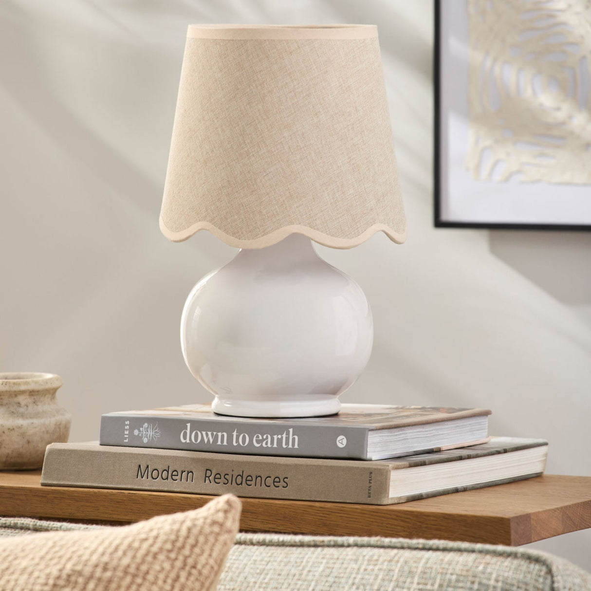 Modern European furniture - Glazed Ceramic Raffia Table Lamp - www.oroa.com