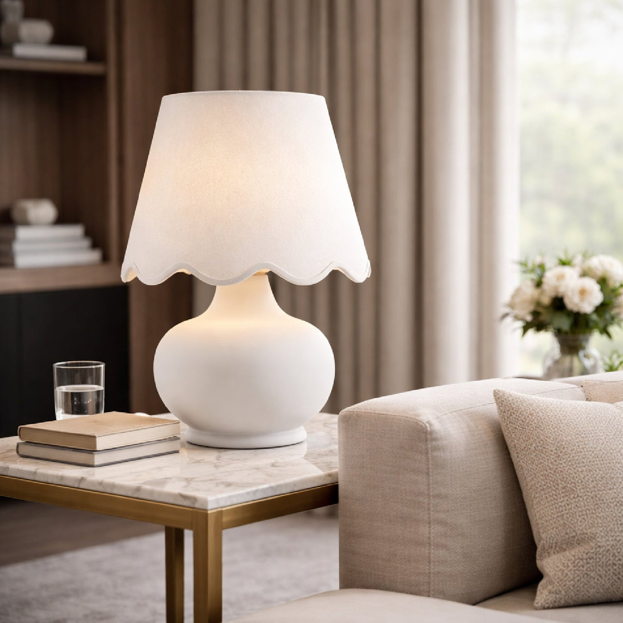 Modern European furniture - Scalloped Raffia Accent Table Lamp - www.oroa.com