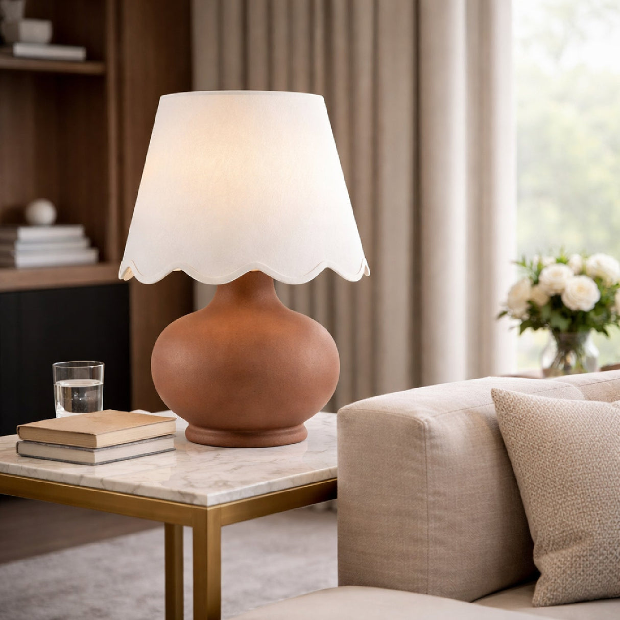 Modern European furniture - Scalloped Raffia Accent Table Lamp - www.oroa.com