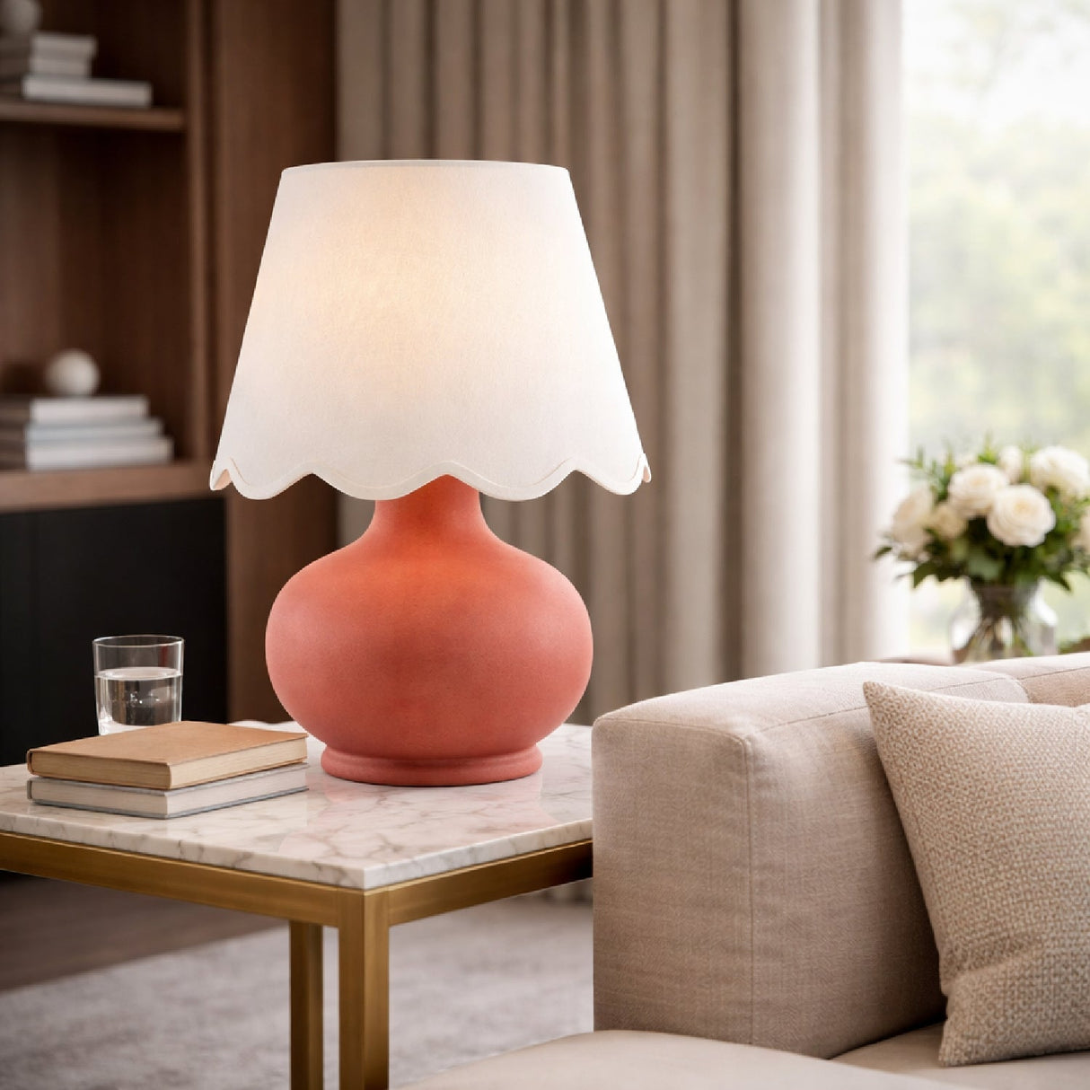 Modern European furniture - Scalloped Raffia Accent Table Lamp - www.oroa.com