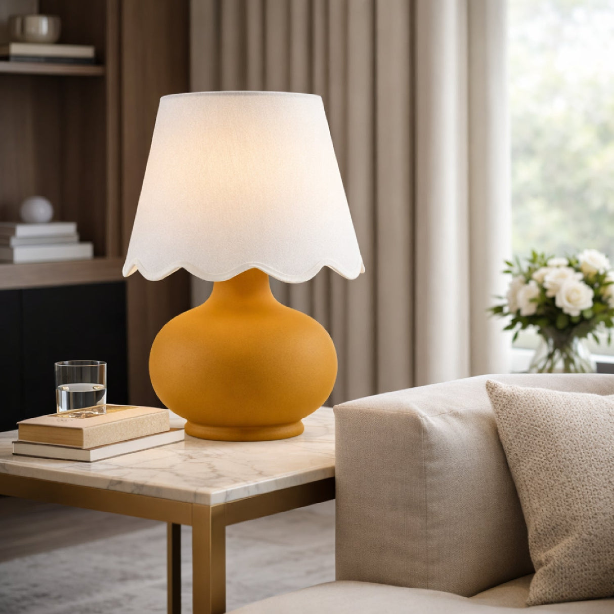 Modern European furniture - Scalloped Raffia Accent Table Lamp - www.oroa.com