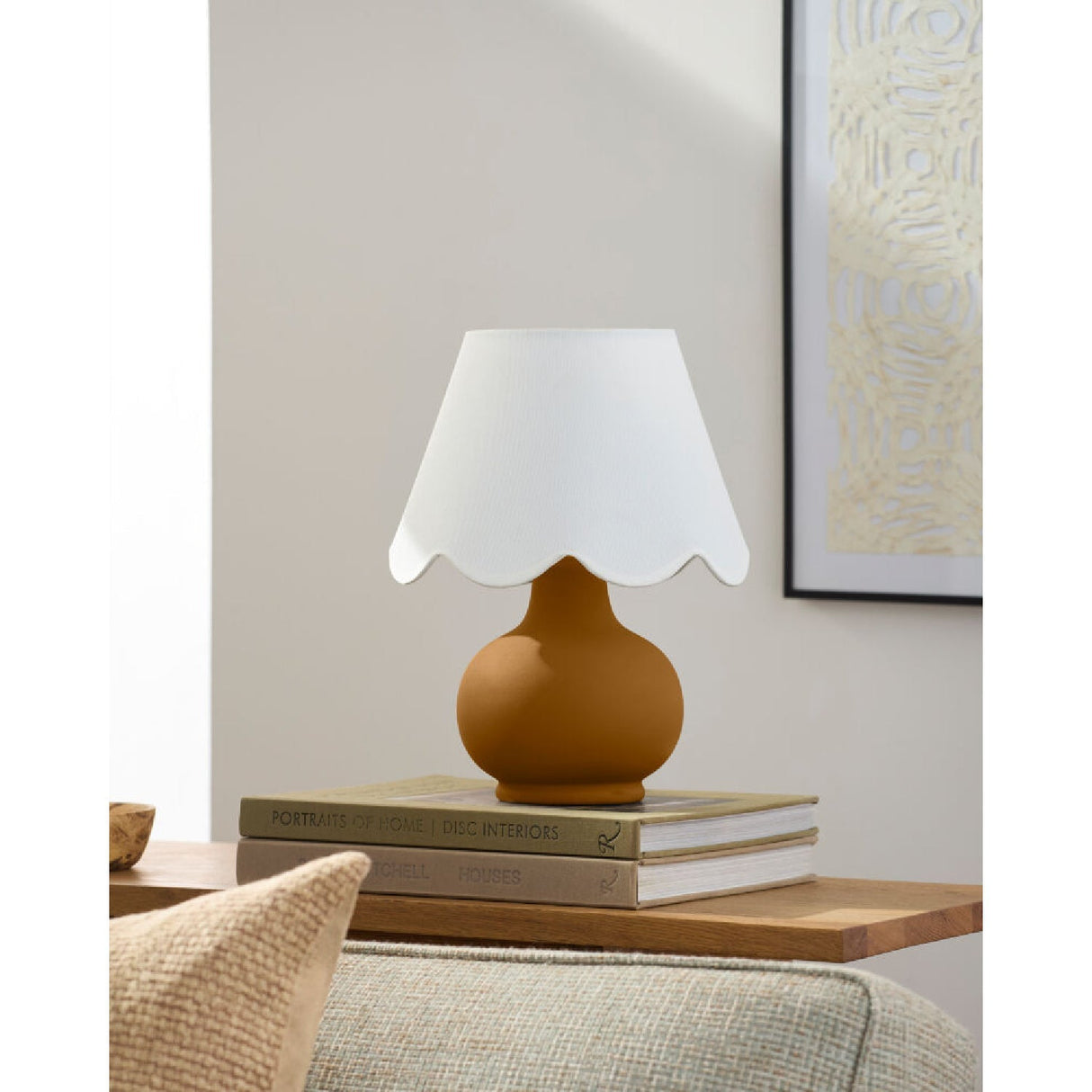 Modern European furniture - Scalloped Raffia Accent Table Lamp - www.oroa.com
