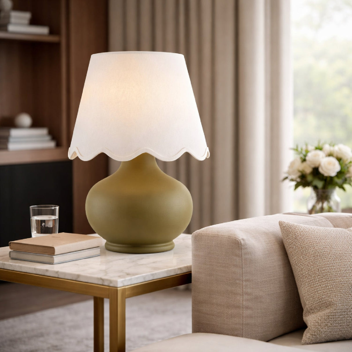 Modern European furniture - Scalloped Raffia Accent Table Lamp - www.oroa.com