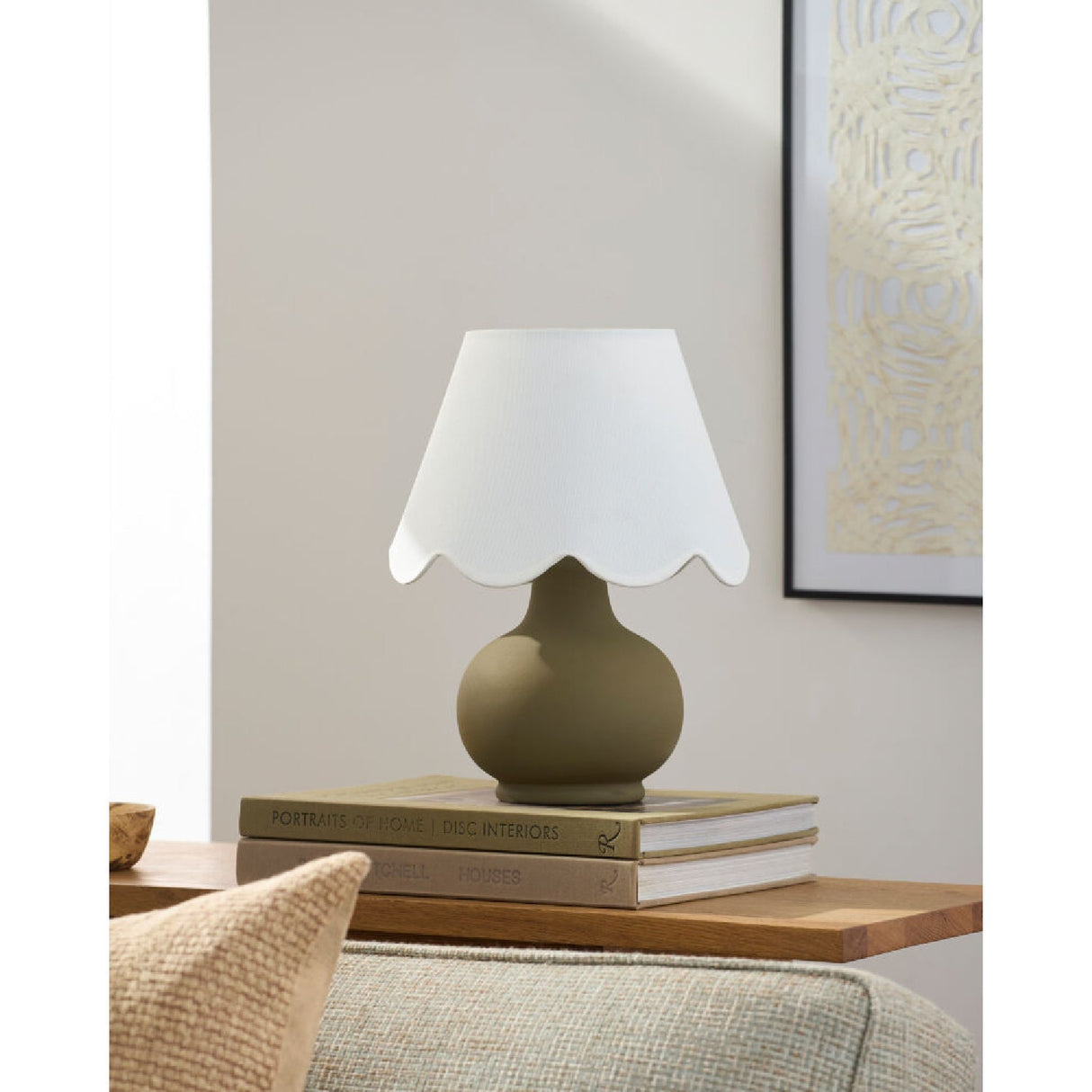 Modern European furniture - Scalloped Raffia Accent Table Lamp - www.oroa.com
