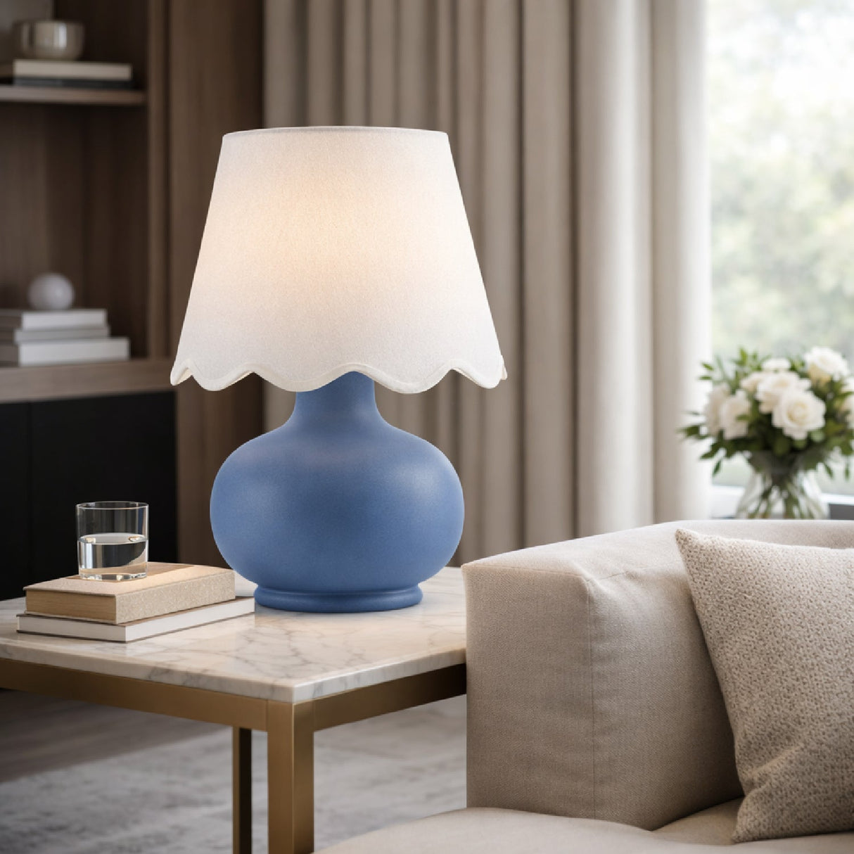 Modern European furniture - Scalloped Raffia Accent Table Lamp - www.oroa.com