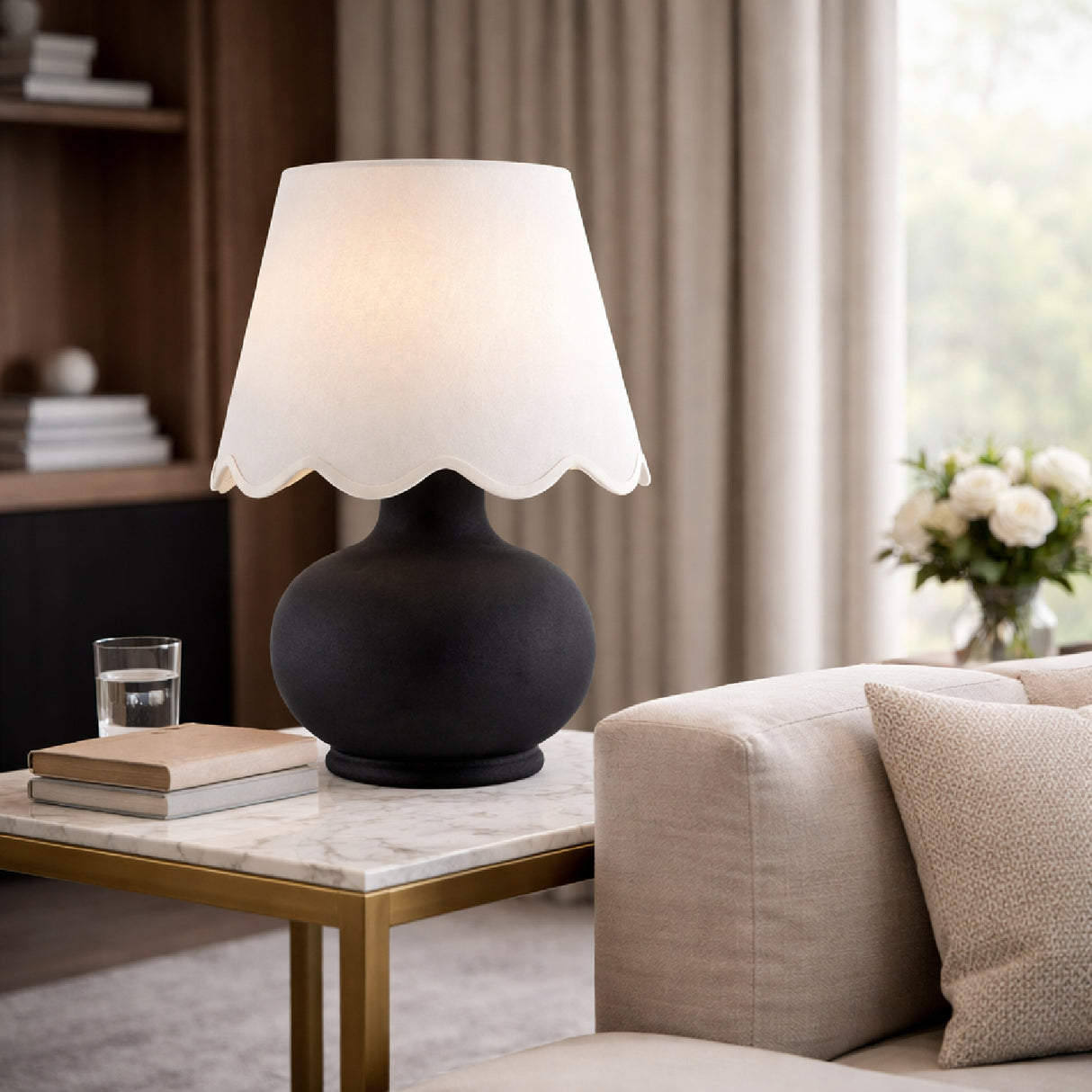 Modern European furniture - Scalloped Raffia Accent Table Lamp - www.oroa.com