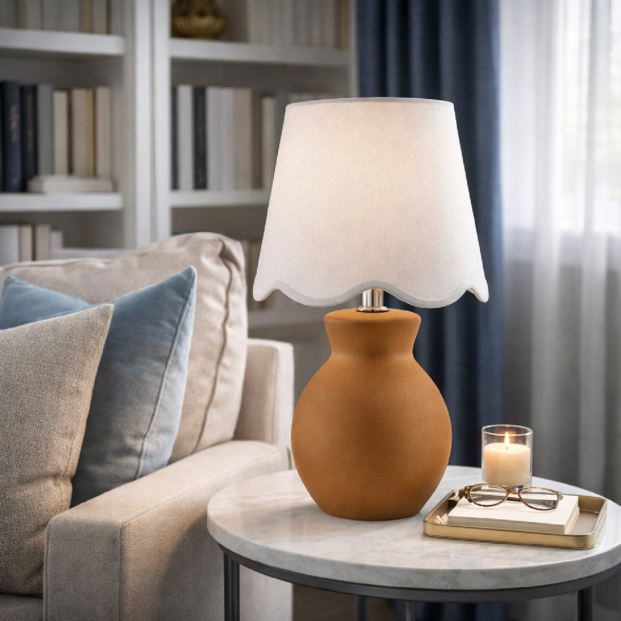 Modern European furniture - Scalloped Edge Accent Table Lamp - www.oroa.com