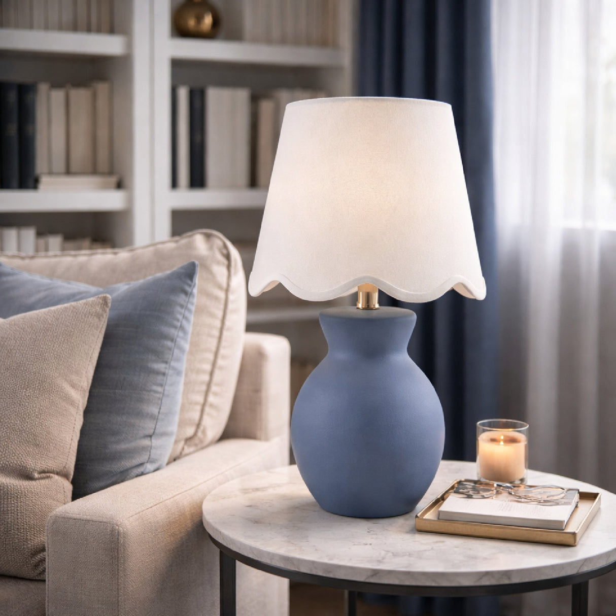 Modern European furniture - Scalloped Edge Accent Table Lamp - www.oroa.com
