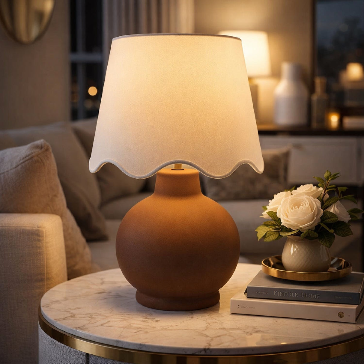 Modern European furniture - Wavy Linen Ceramic Table Lamp - www.oroa.com