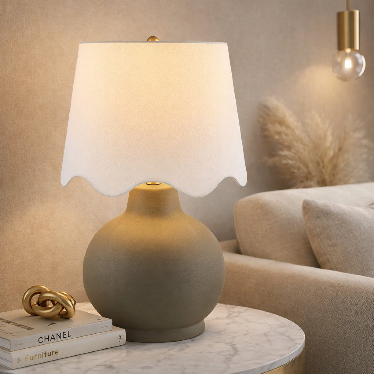 Modern European furniture - Wavy Linen Ceramic Table Lamp - www.oroa.com
