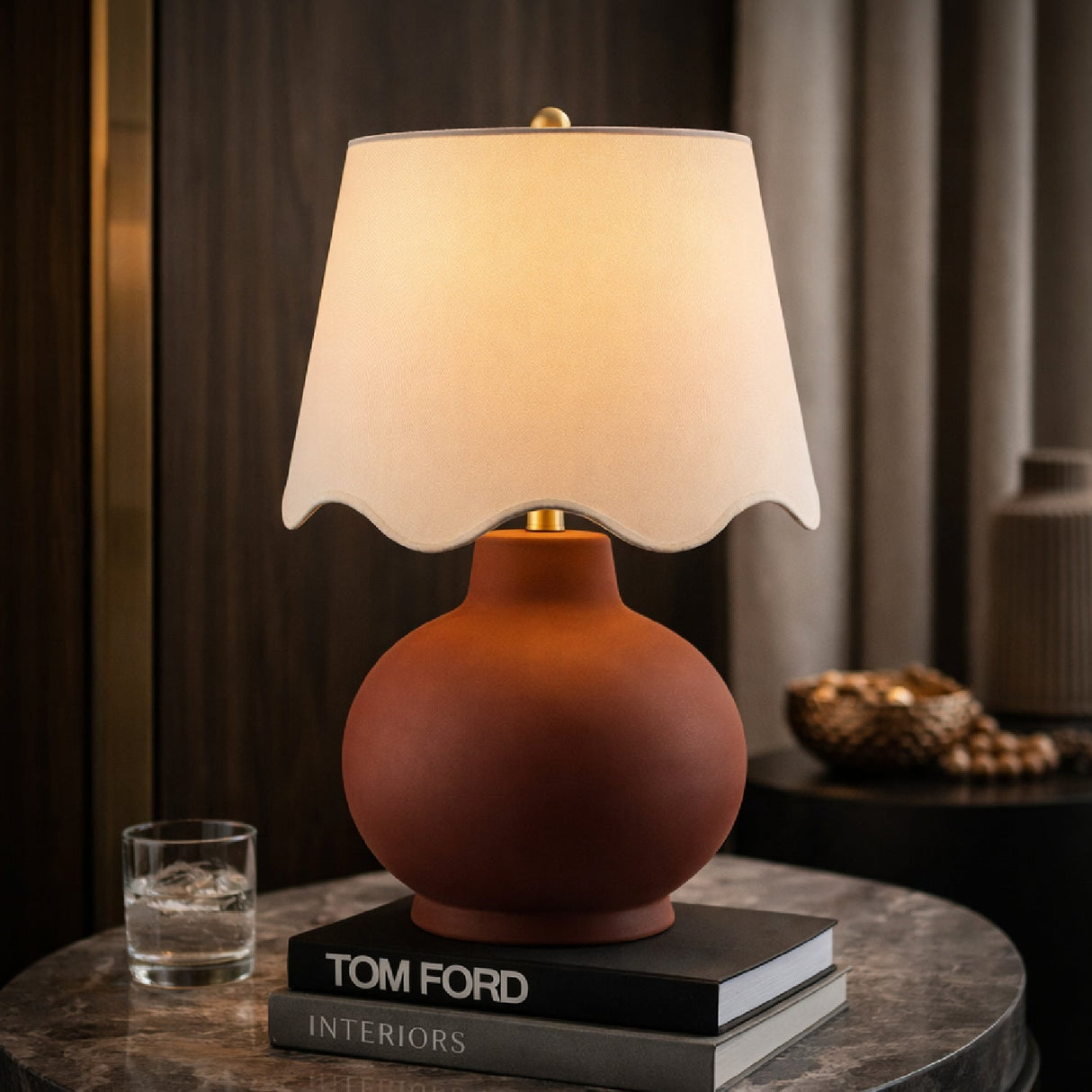 Modern European furniture - Wavy Linen Ceramic Table Lamp - www.oroa.com