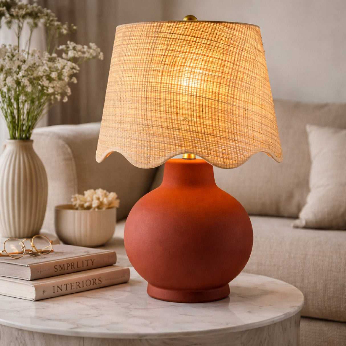 Modern European furniture - Wavy Linen Ceramic Table Lamp - www.oroa.com
