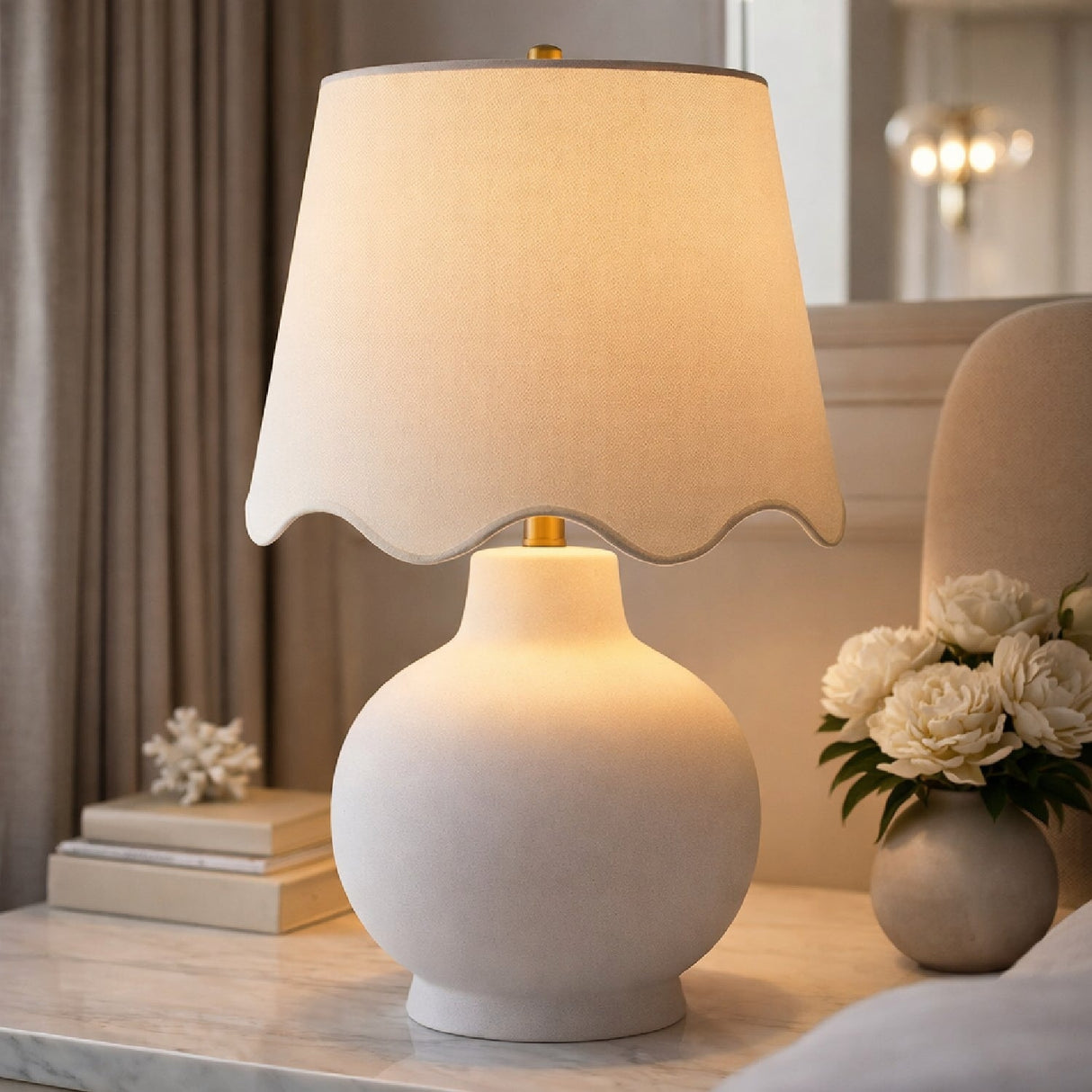 Modern European furniture - Wavy Linen Ceramic Table Lamp - www.oroa.com
