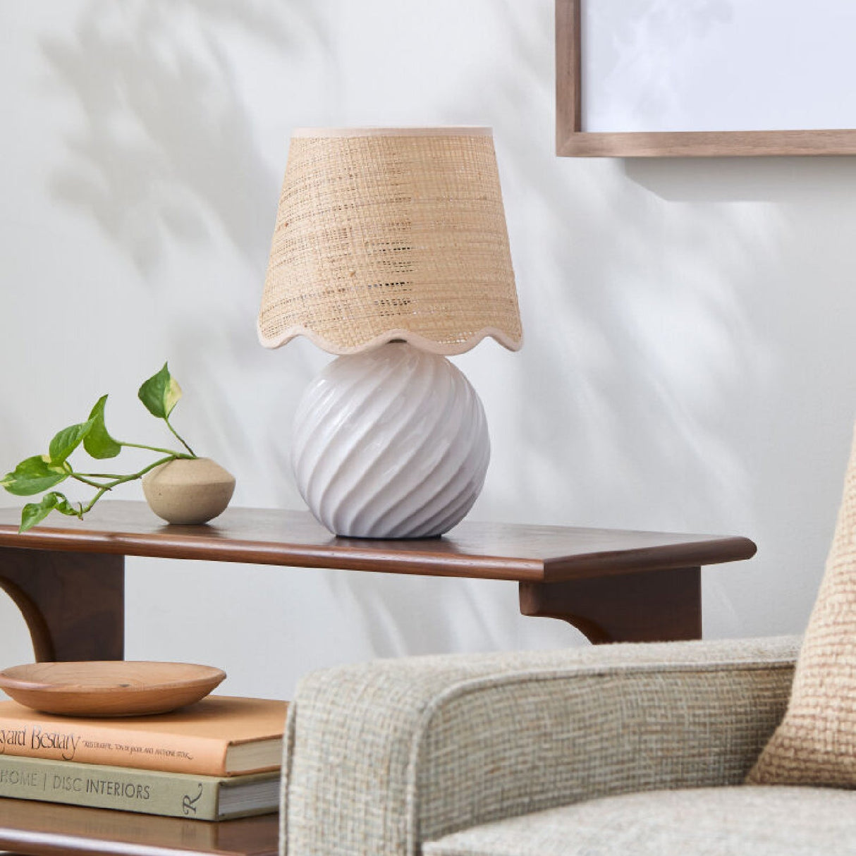 Modern European furniture - Round Glazed Ceramic Table Lamp - www.oroa.com