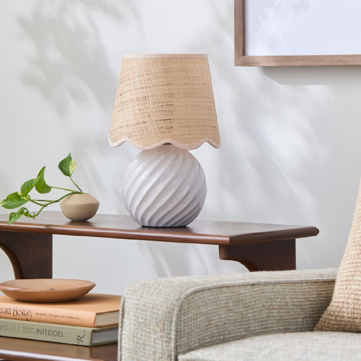 Modern European furniture - Round Glazed Ceramic Table Lamp - www.oroa.com