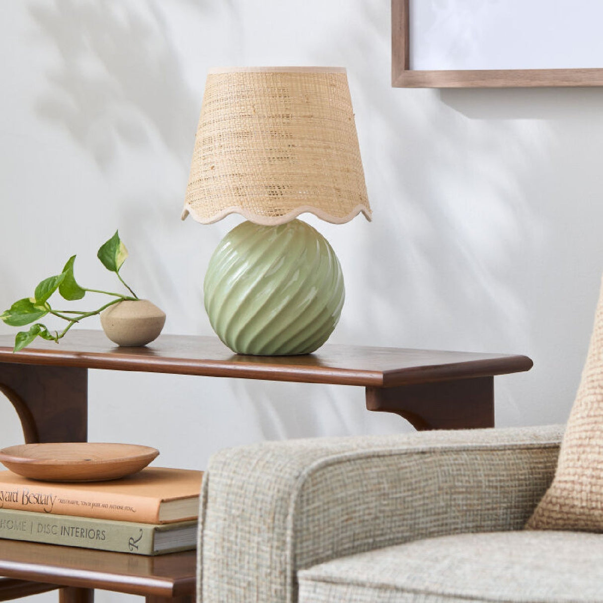 Modern European furniture - Round Glazed Ceramic Table Lamp - www.oroa.com