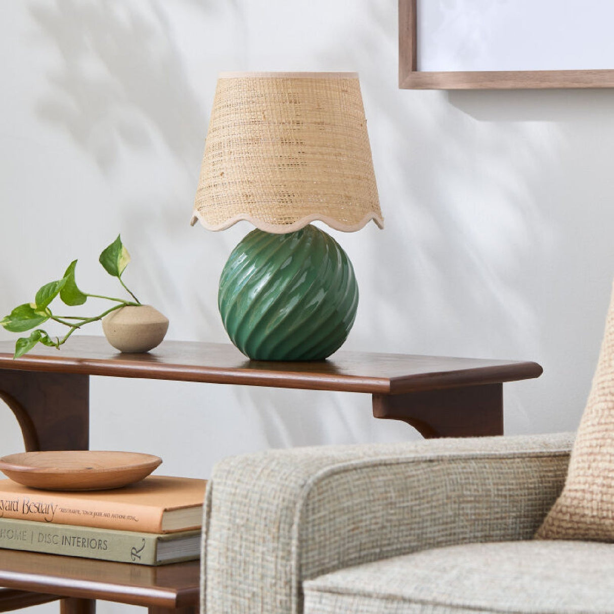 Modern European furniture - Round Glazed Ceramic Table Lamp - www.oroa.com