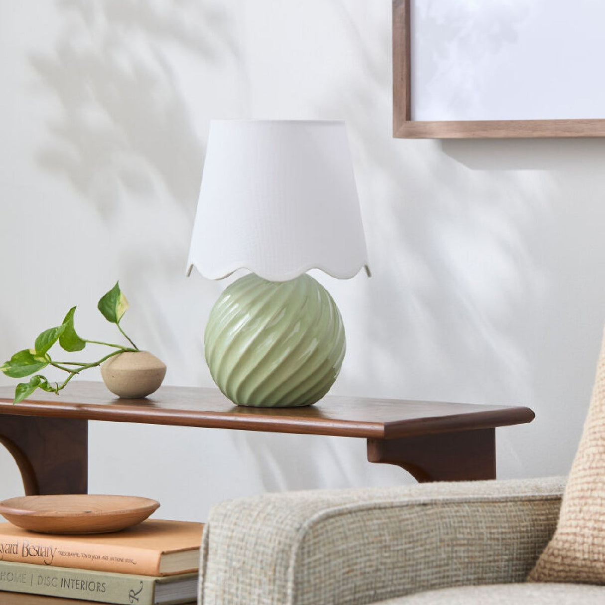 Modern European furniture - Round Glazed Ceramic Table Lamp - www.oroa.com