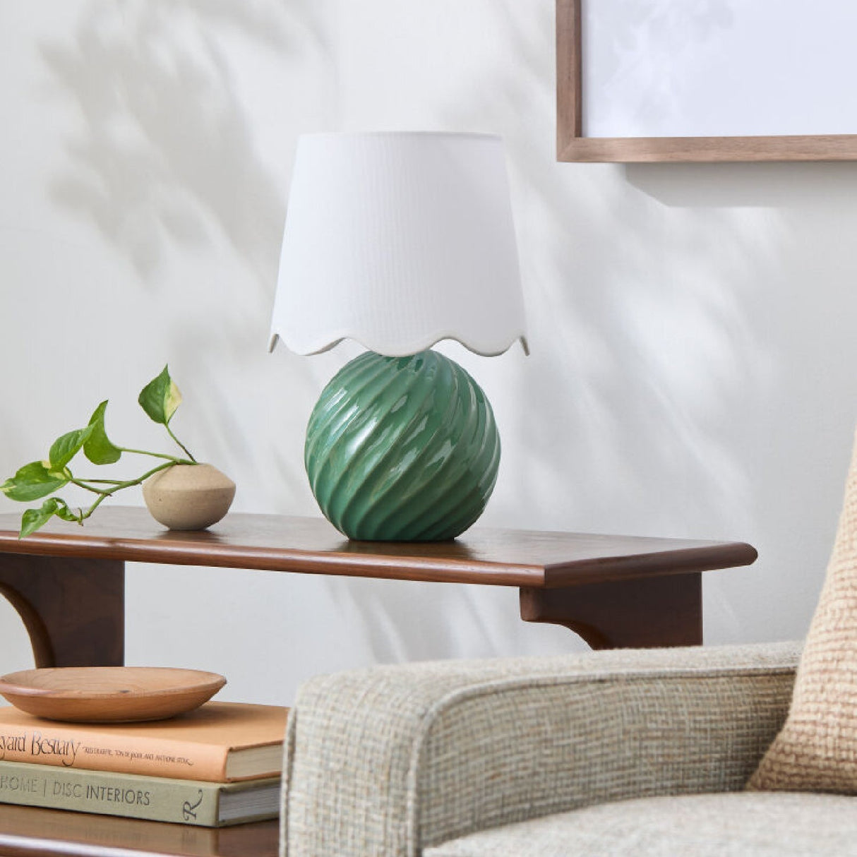 Modern European furniture - Round Glazed Ceramic Table Lamp - www.oroa.com