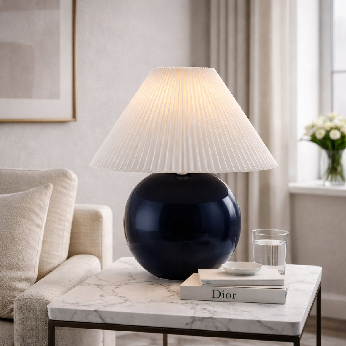 Modern European furniture - Pleated White Fabric Table Lamp - www.oroa.com