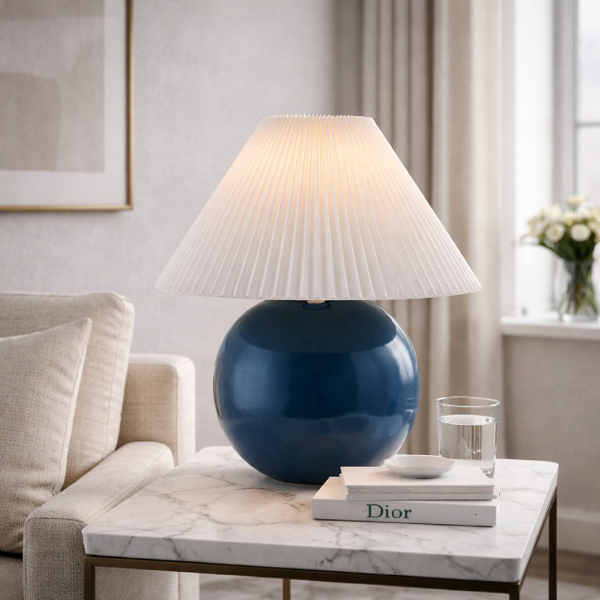 Modern European furniture - Pleated White Fabric Table Lamp - www.oroa.com