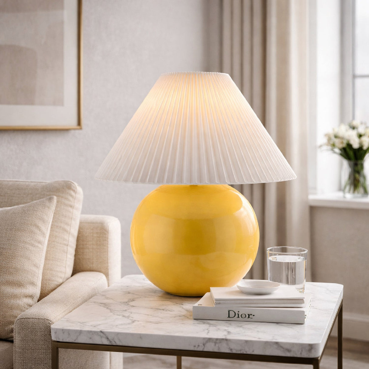 Modern European furniture - Pleated White Fabric Table Lamp - www.oroa.com