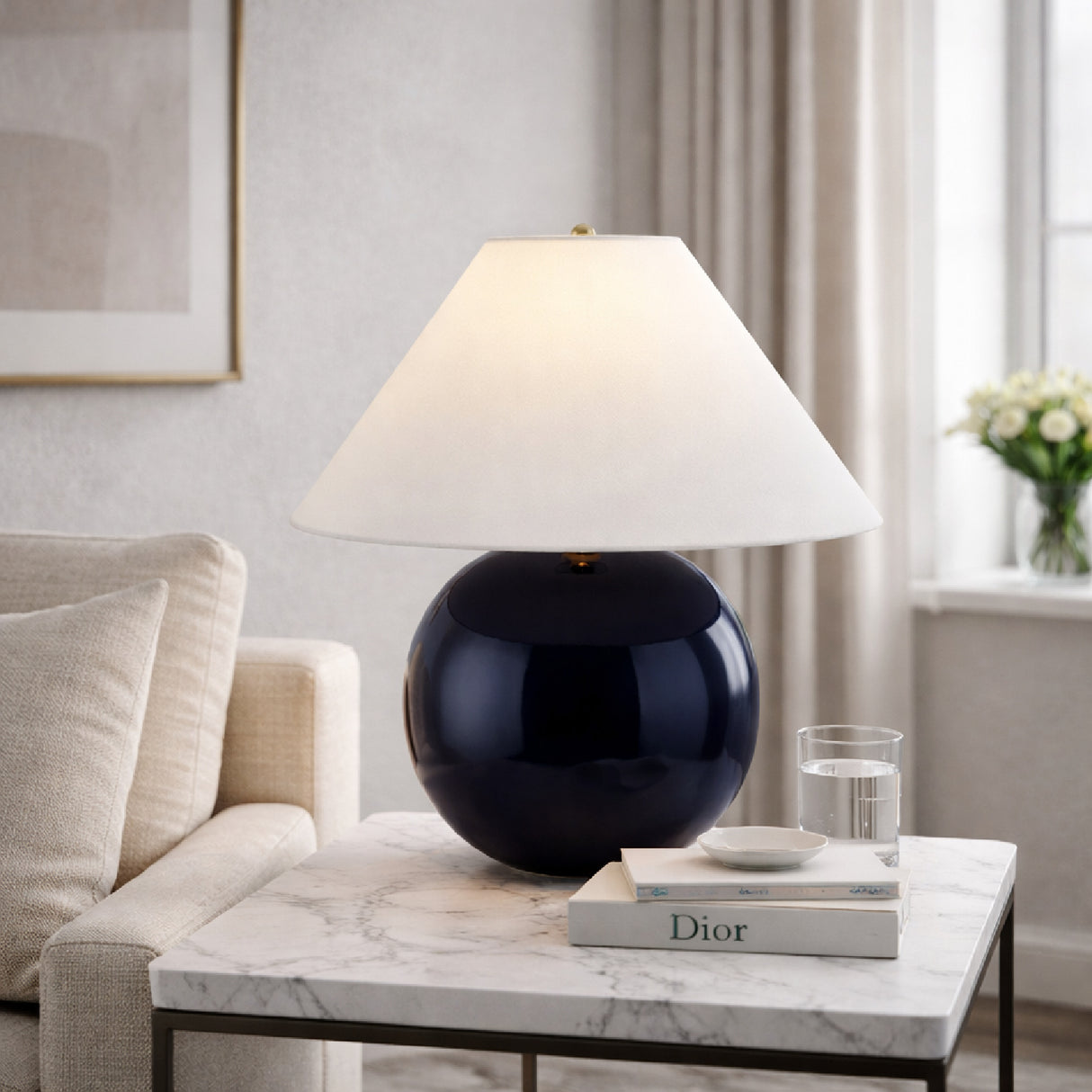 Modern European furniture - White Empire Fabric Table Lamp - www.oroa.com