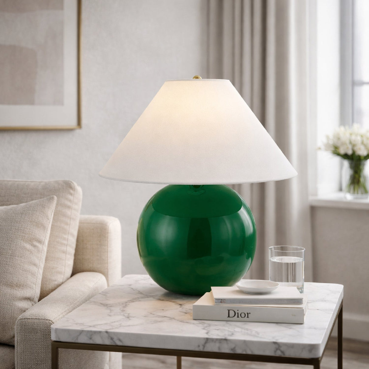 Modern European furniture - White Empire Fabric Table Lamp - www.oroa.com