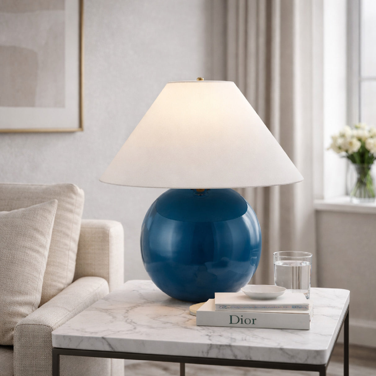 Modern European furniture - White Empire Fabric Table Lamp - www.oroa.com