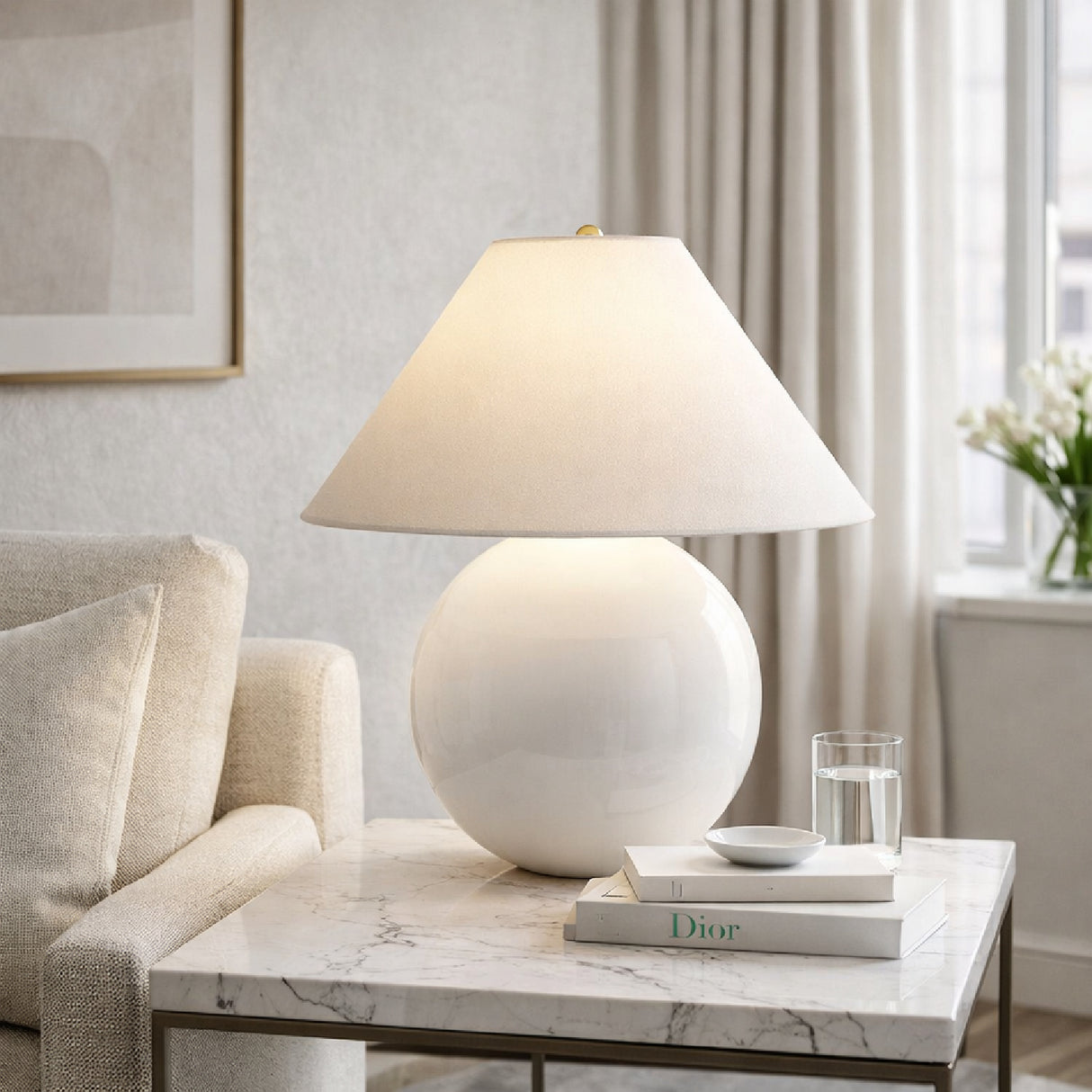 Modern European furniture - White Empire Fabric Table Lamp - www.oroa.com