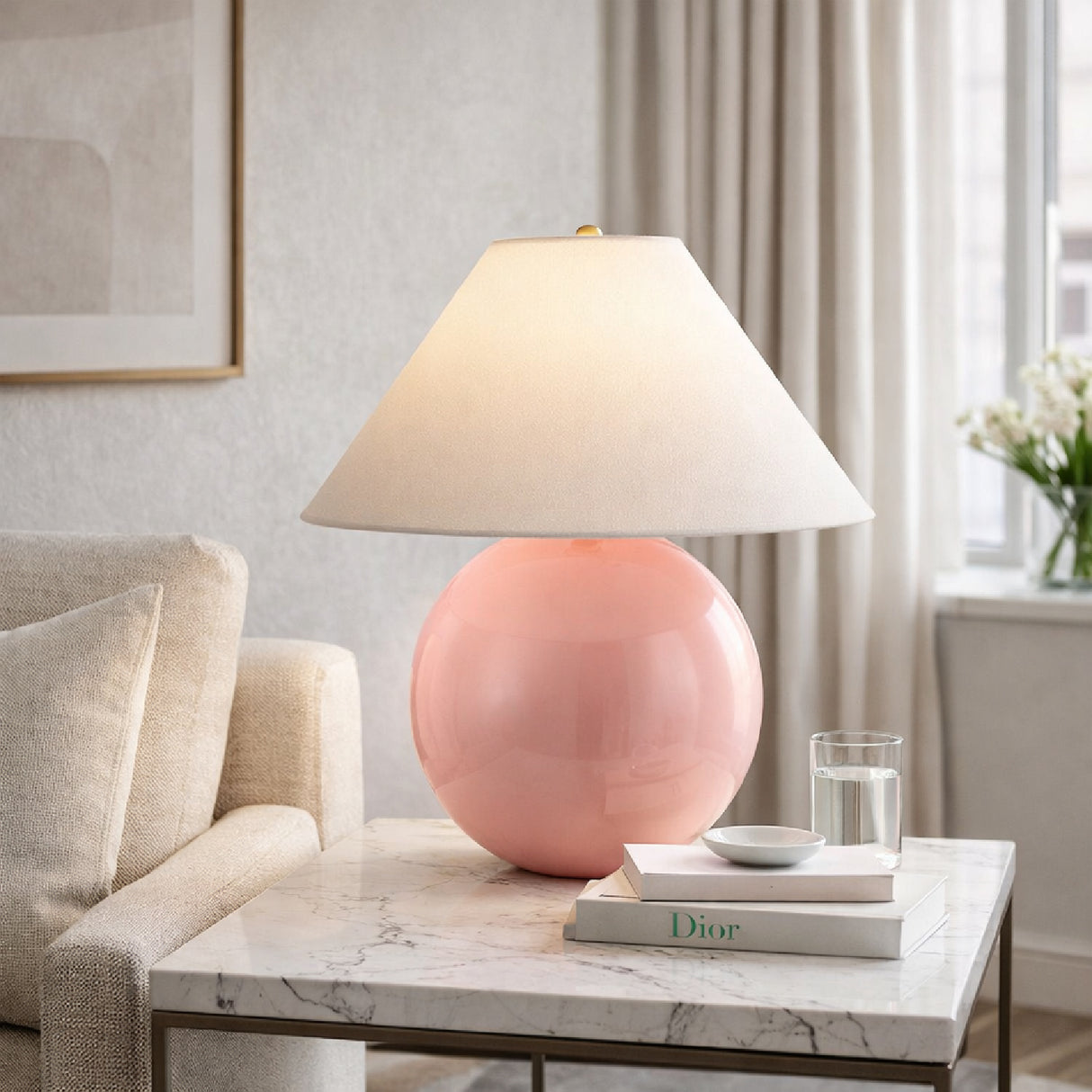 Modern European furniture - White Empire Fabric Table Lamp - www.oroa.com