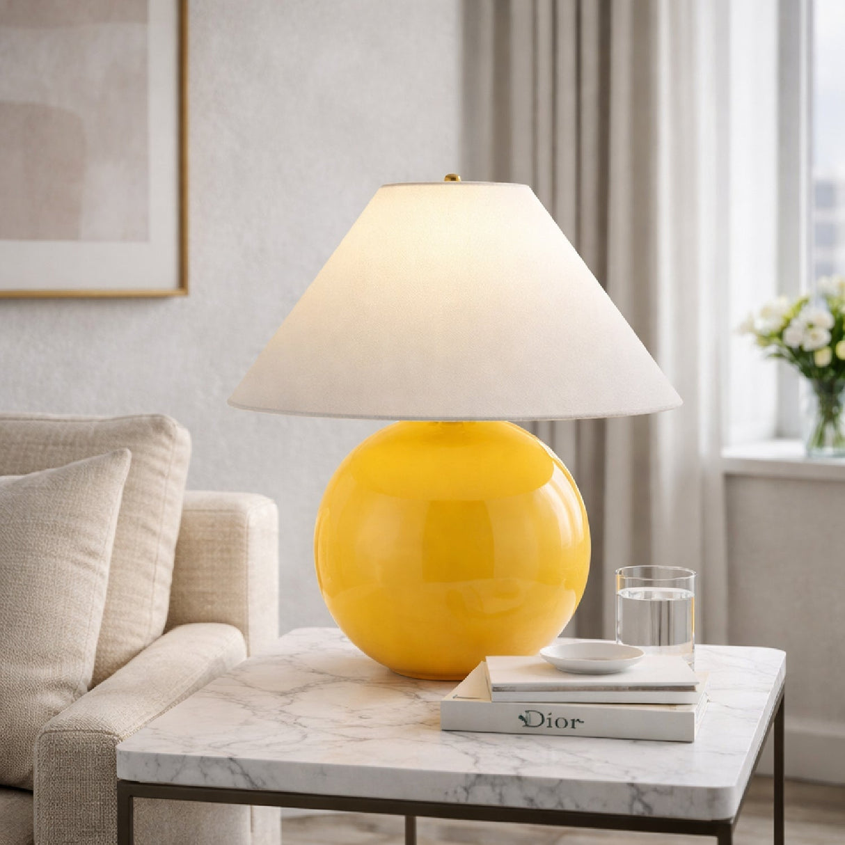 Modern European furniture - White Empire Fabric Table Lamp - www.oroa.com