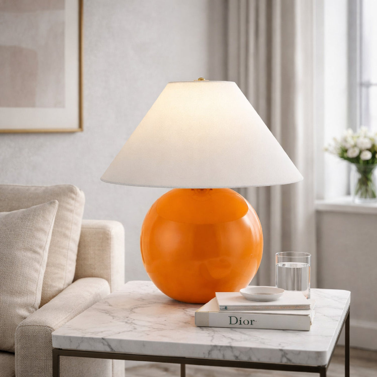 Modern European furniture - White Empire Fabric Table Lamp - www.oroa.com