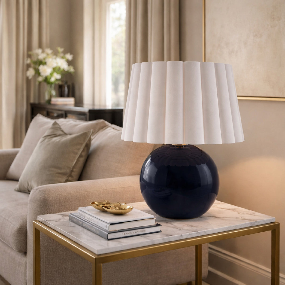 Modern European furniture - Scalloped White Fabric Table Lamp - www.oroa.com