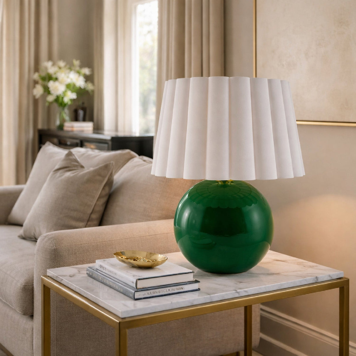 Modern European furniture - Scalloped White Fabric Table Lamp - www.oroa.com