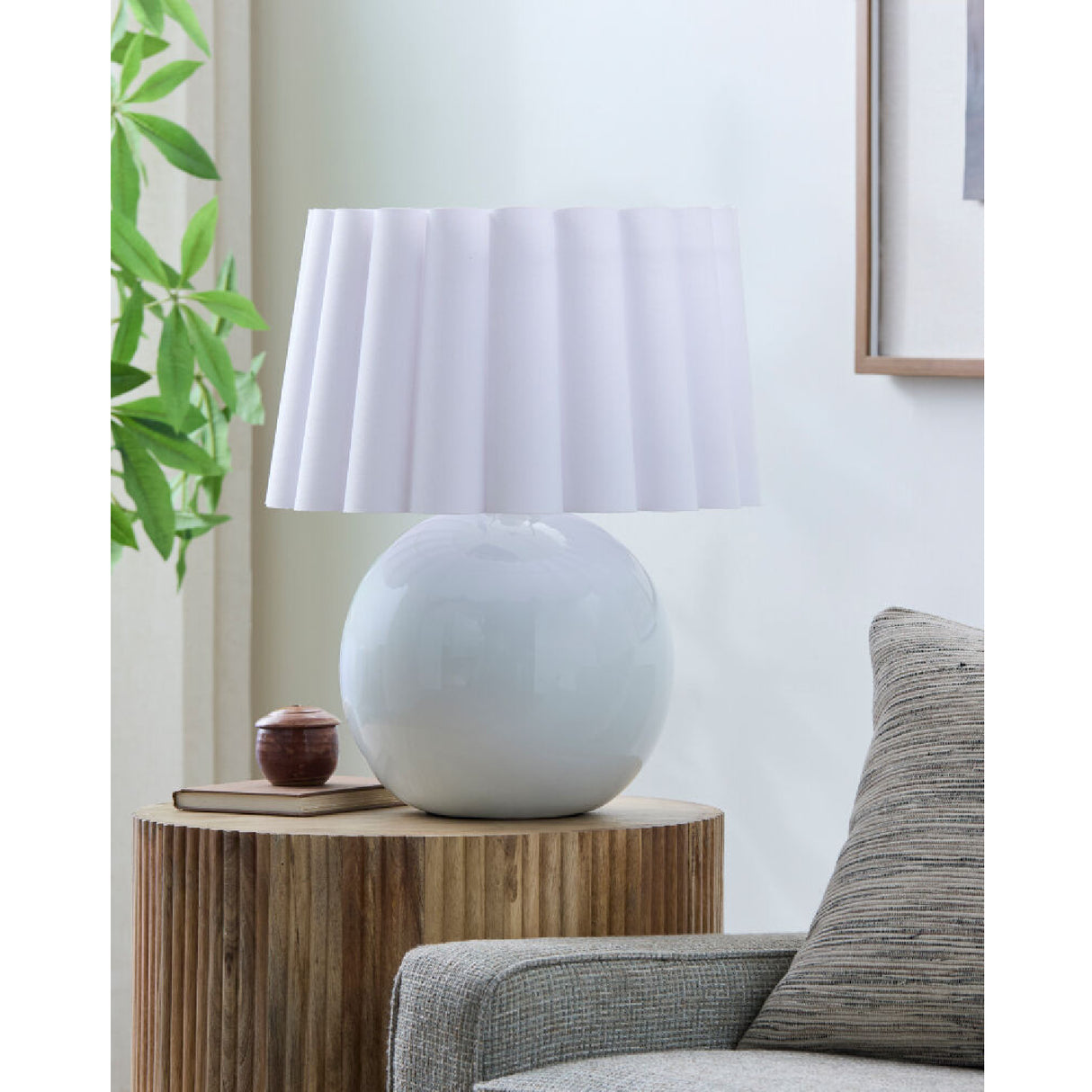 Modern European furniture - Scalloped White Fabric Table Lamp - www.oroa.com