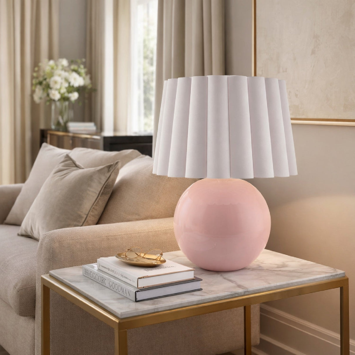 Modern European furniture - Scalloped White Fabric Table Lamp - www.oroa.com