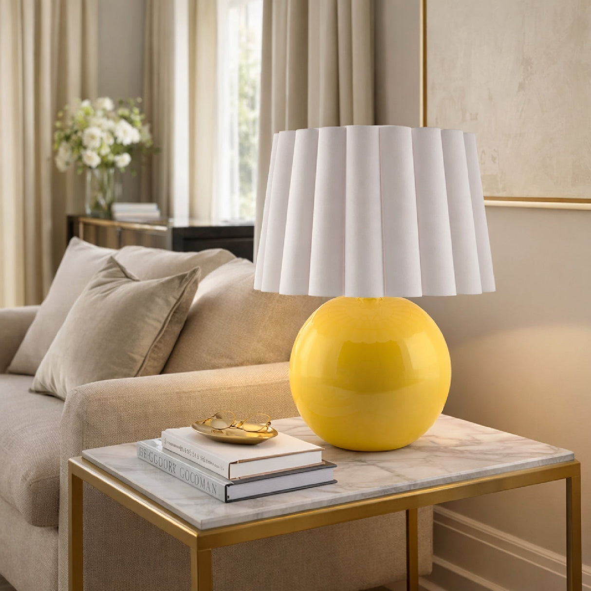 Modern European furniture - Scalloped White Fabric Table Lamp - www.oroa.com