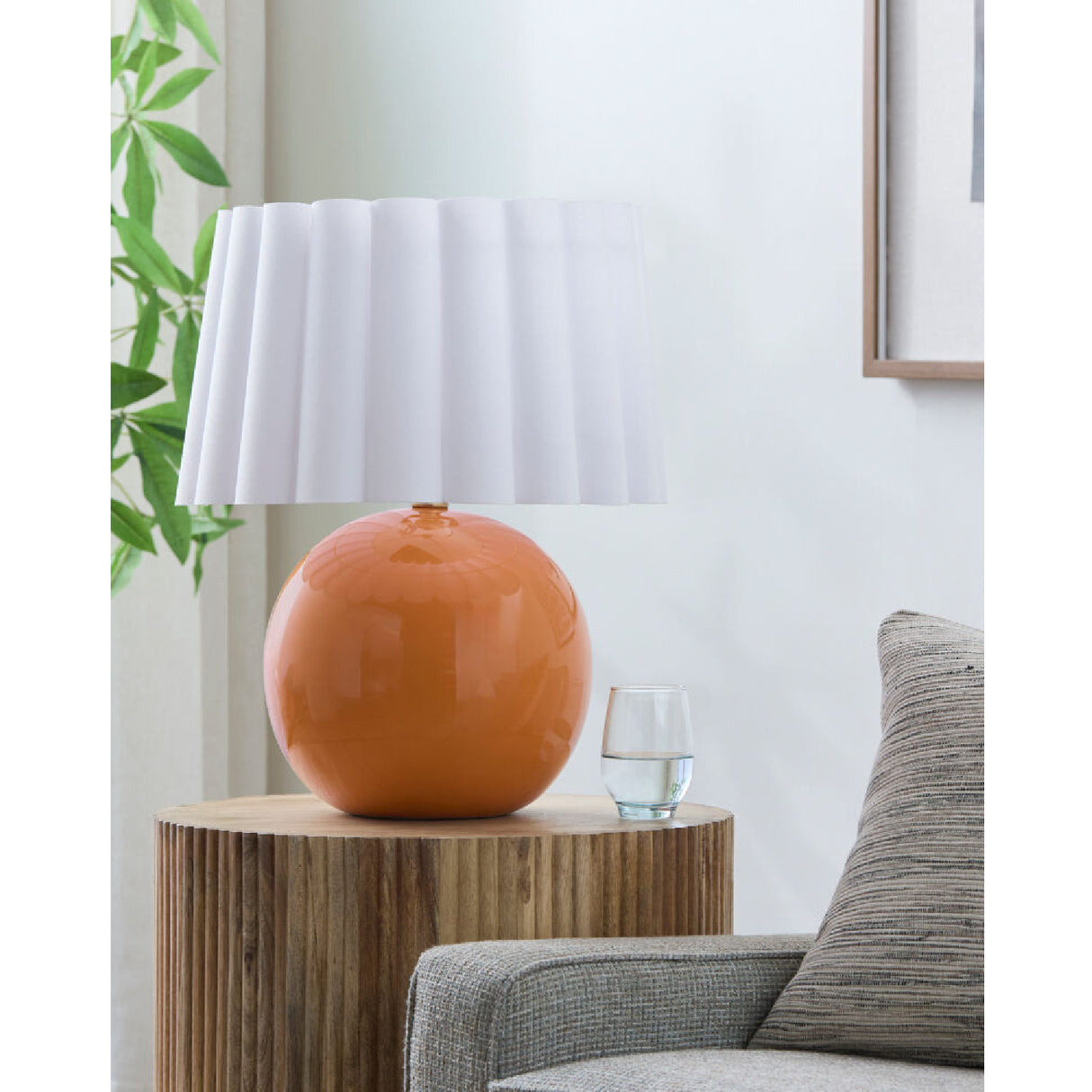 Modern European furniture - Scalloped White Fabric Table Lamp - www.oroa.com
