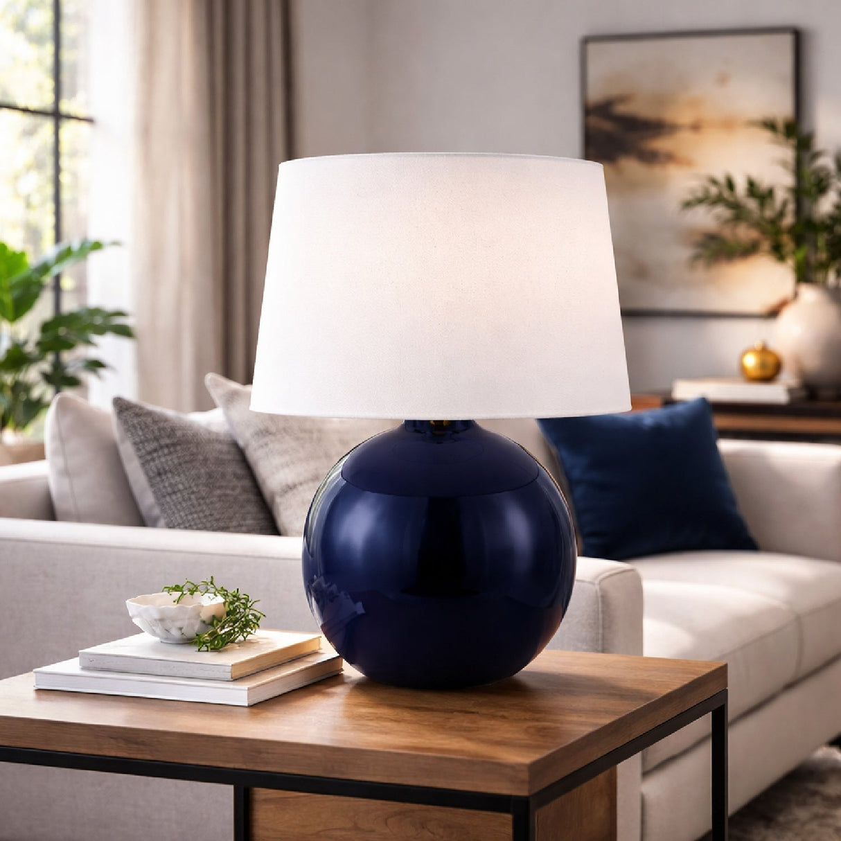 Modern European furniture - Glazed Globe Ceramic Table Lamp - www.oroa.com
